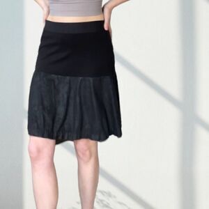 CAbi Black Mixed Media Skater Skirt M